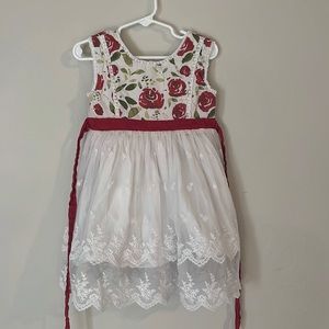 SweetHoney Rose Dress with Trim and Overlay - 5Y